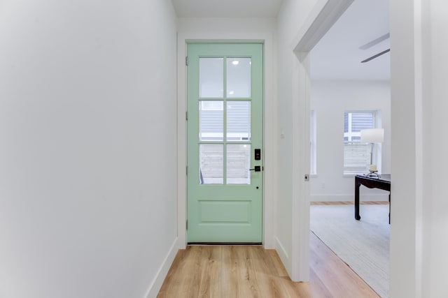 entryway with light hardwood / wood-style floors