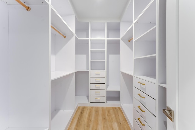 spacious closet with light hardwood / wood-style floors