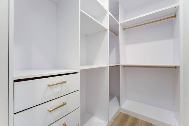 walk in closet featuring light hardwood / wood-style floors