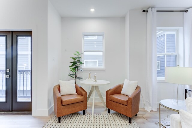 living area with french doors