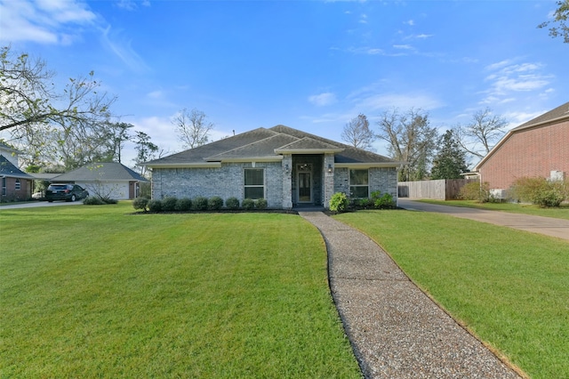 view of front of home with a front lawn