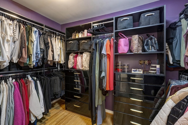 walk in closet featuring hardwood / wood-style floors