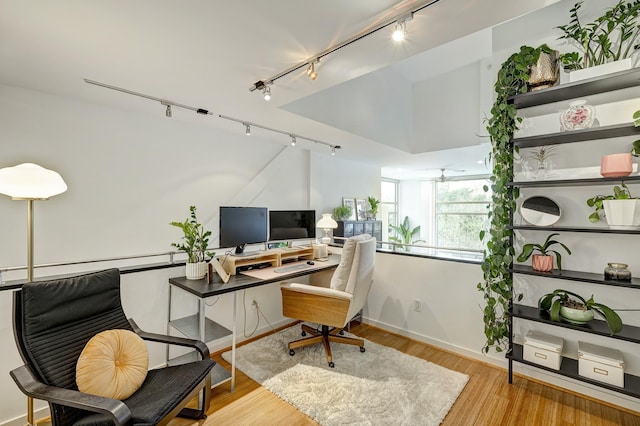 office space featuring light wood-type flooring