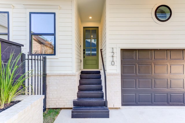 entrance to property with a garage