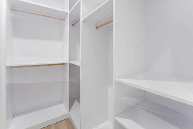 spacious closet with hardwood / wood-style flooring