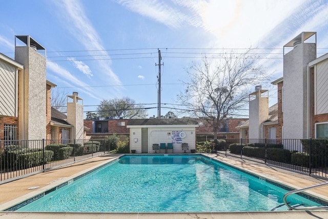 view of swimming pool with a patio area