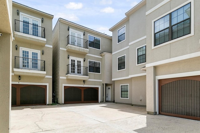 view of building exterior featuring a garage