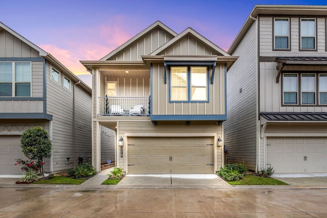 view of front of home with a garage