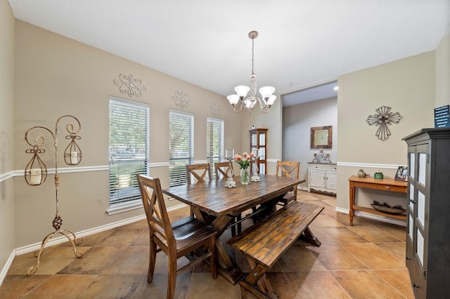 dining area with a chandelier