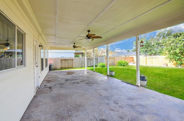 view of patio / terrace featuring ceiling fan