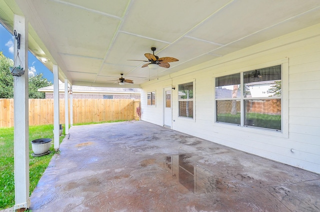 view of patio with ceiling fan