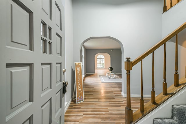 foyer entrance featuring light wood-type flooring