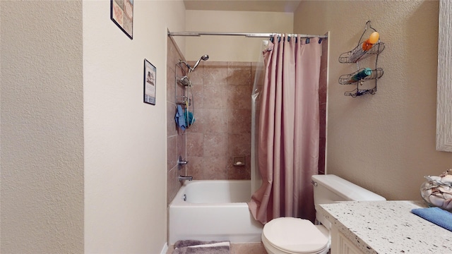 full bathroom featuring vanity, toilet, and shower / bath combo with shower curtain