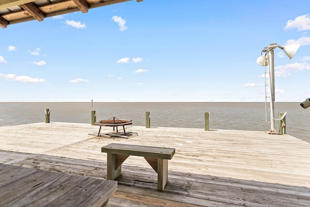 dock area featuring a water view