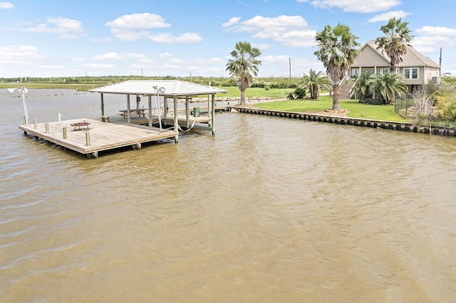 view of dock featuring a water view