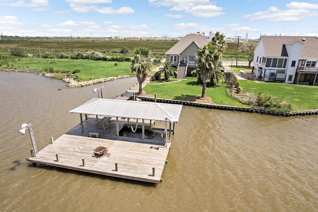 view of dock featuring a water view