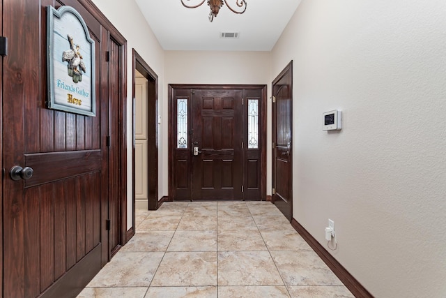 interior space featuring light tile patterned flooring