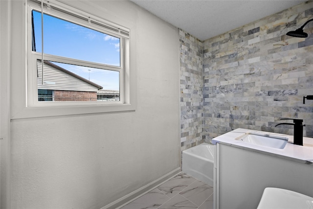 bathroom with tub / shower combination and vanity