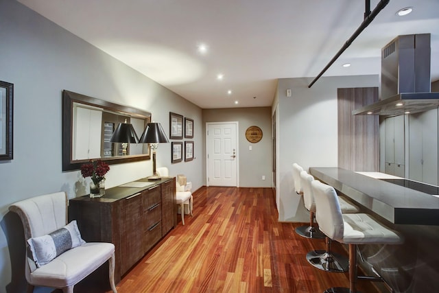 home office featuring light hardwood / wood-style floors