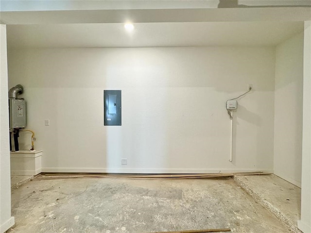 interior space featuring electric panel and electric water heater