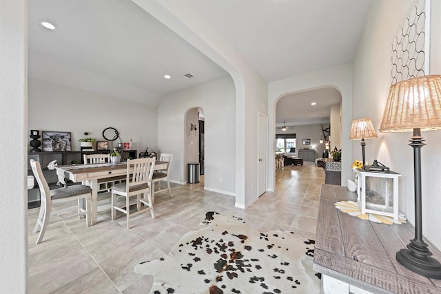 interior space featuring light tile patterned floors