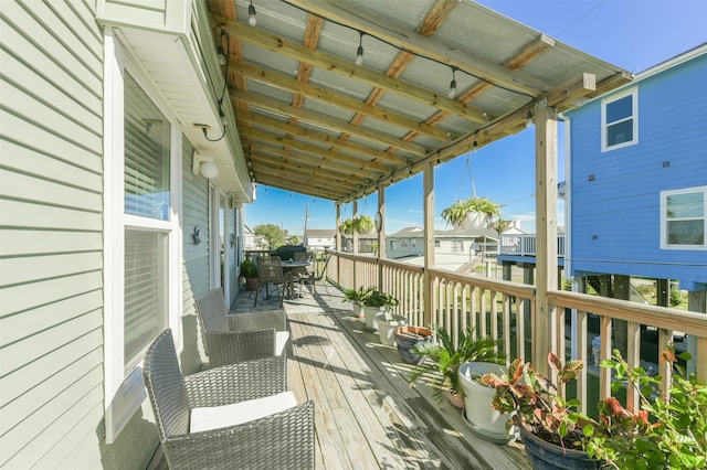 wooden balcony with a deck