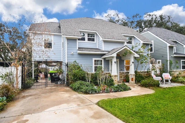 view of front facade featuring a front yard