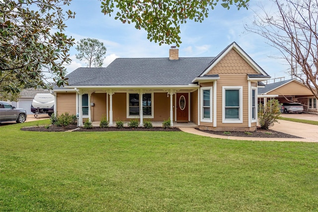 view of front of home with a front lawn