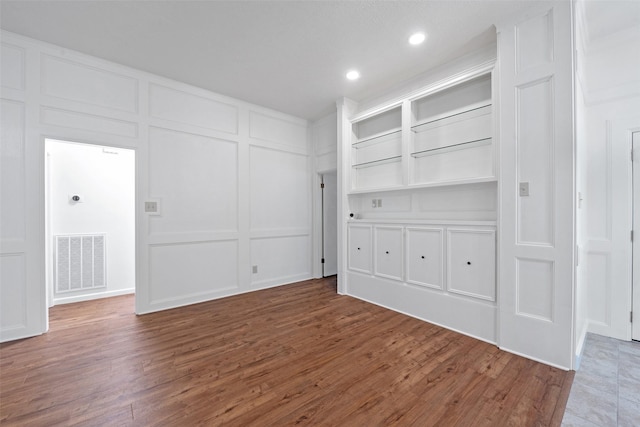 interior space with dark wood-type flooring