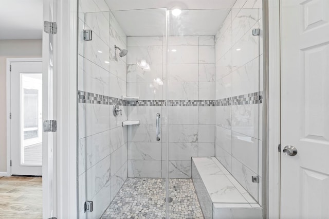 bathroom featuring walk in shower