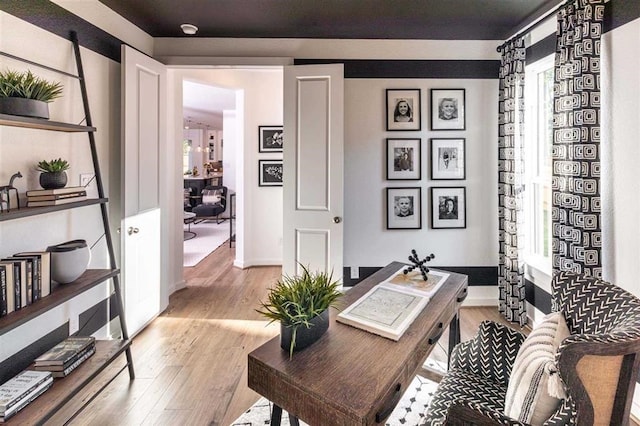 office space featuring light hardwood / wood-style flooring