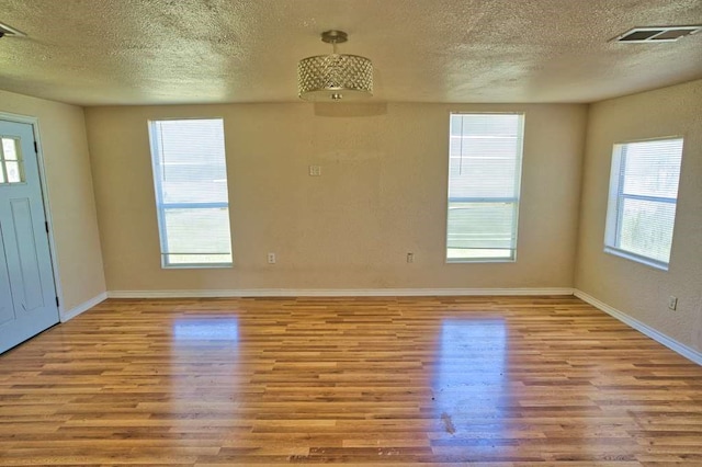 interior space featuring a wealth of natural light, visible vents, and wood finished floors