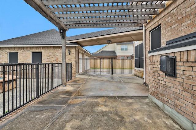 view of patio featuring a pergola