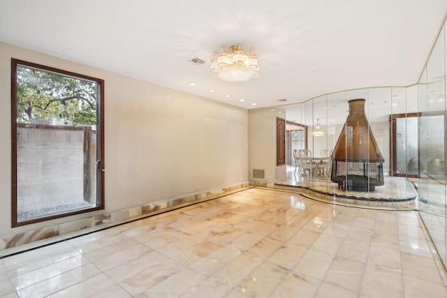 interior space featuring an inviting chandelier