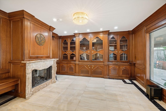 wine cellar with a premium fireplace