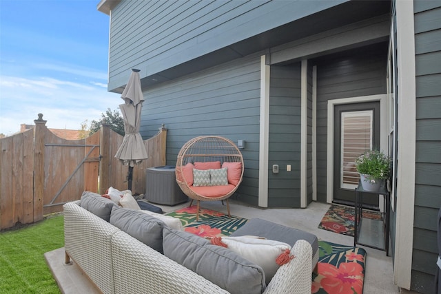 view of patio / terrace featuring cooling unit and an outdoor hangout area