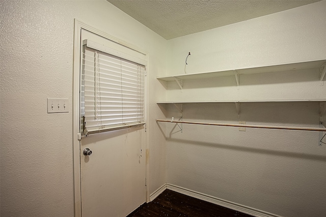 spacious closet featuring dark hardwood / wood-style floors