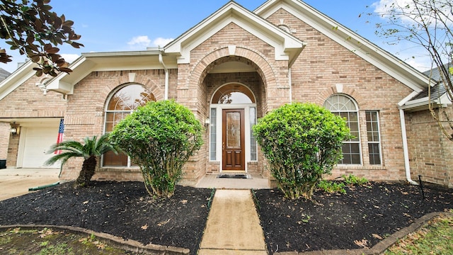 property entrance with a garage