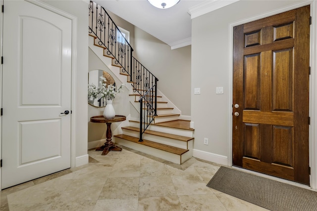 foyer entrance with crown molding