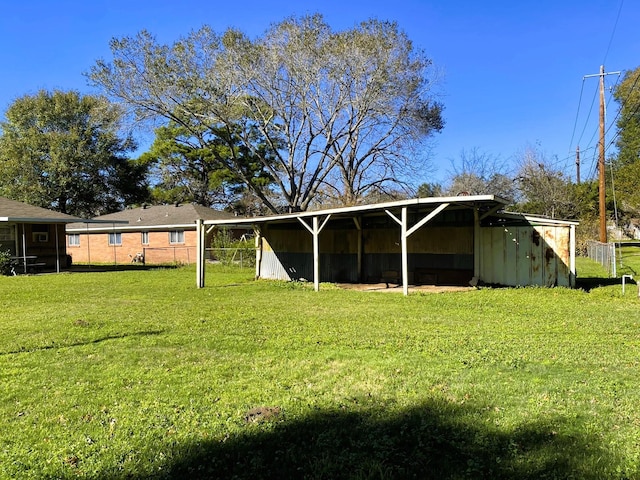 exterior space with an outbuilding