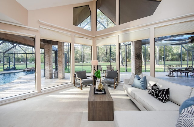 sunroom / solarium with a pool