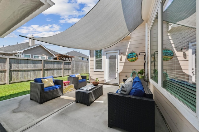 view of patio / terrace featuring an outdoor hangout area