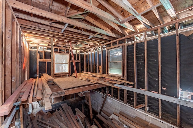 misc room with vaulted ceiling