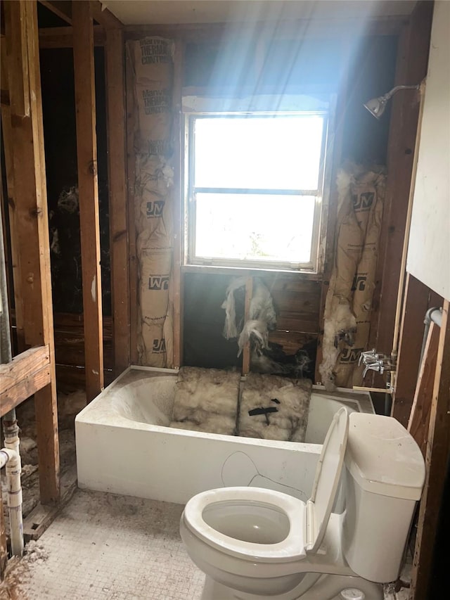 bathroom with toilet and a bath