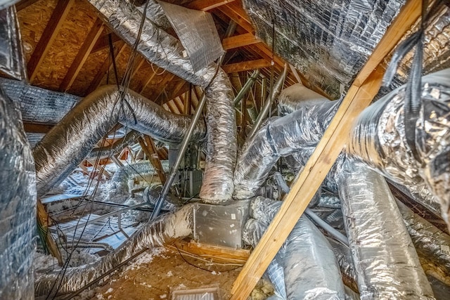 view of unfinished attic