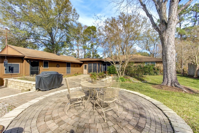 view of patio / terrace featuring a grill