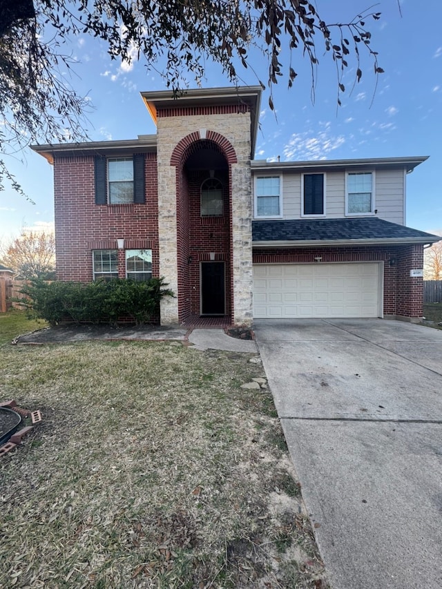 view of front of house with a garage