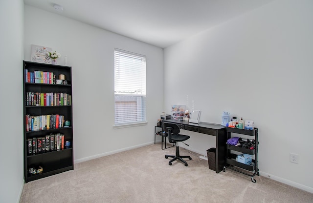 office space with light colored carpet