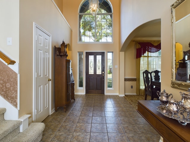 foyer with a high ceiling