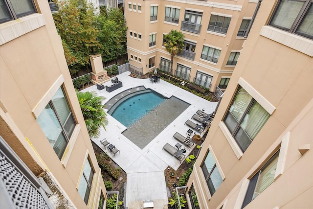 view of pool featuring a patio area